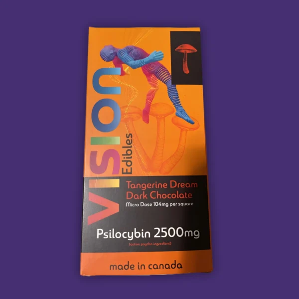 A package of Vision Edibles Tangerine Dream Dark Chocolate bar. | Mush.City