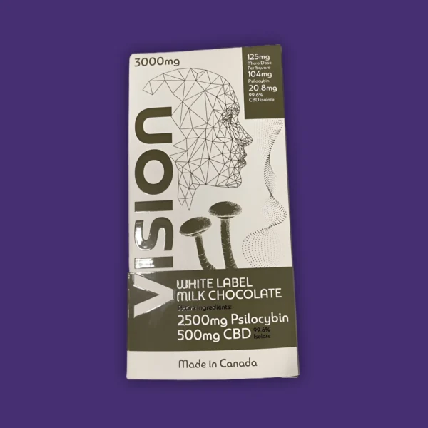 Vision Edibles offers a delectable Vision Edibles White Label Milk Chocolate infused with 500mg of premium quality CBD. This milk chocolate delight is perfect for those looking to experience the benefits of CBD in a delicious and creamy treat. | Mush.City